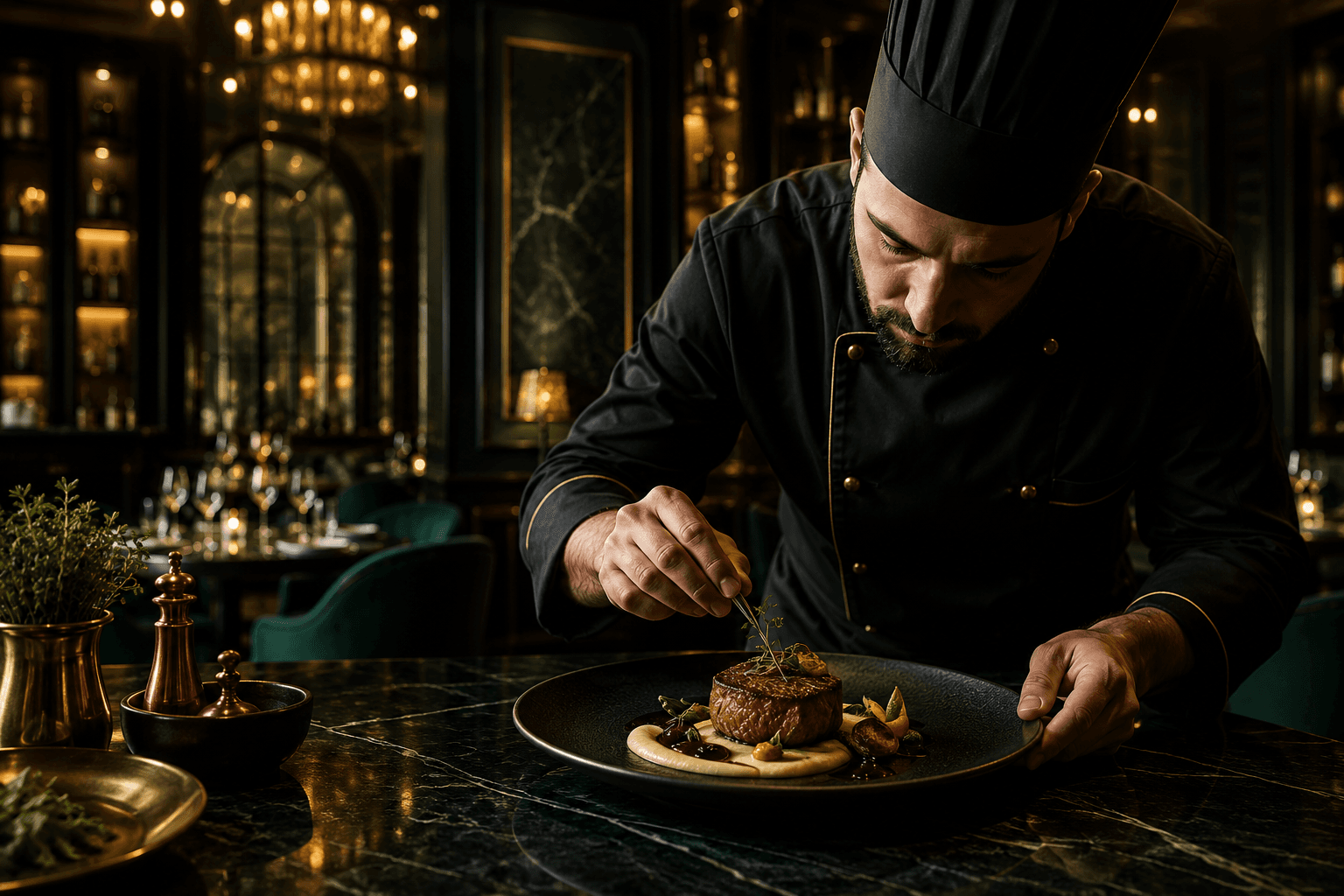 Master chef plating a dish at RichPapa