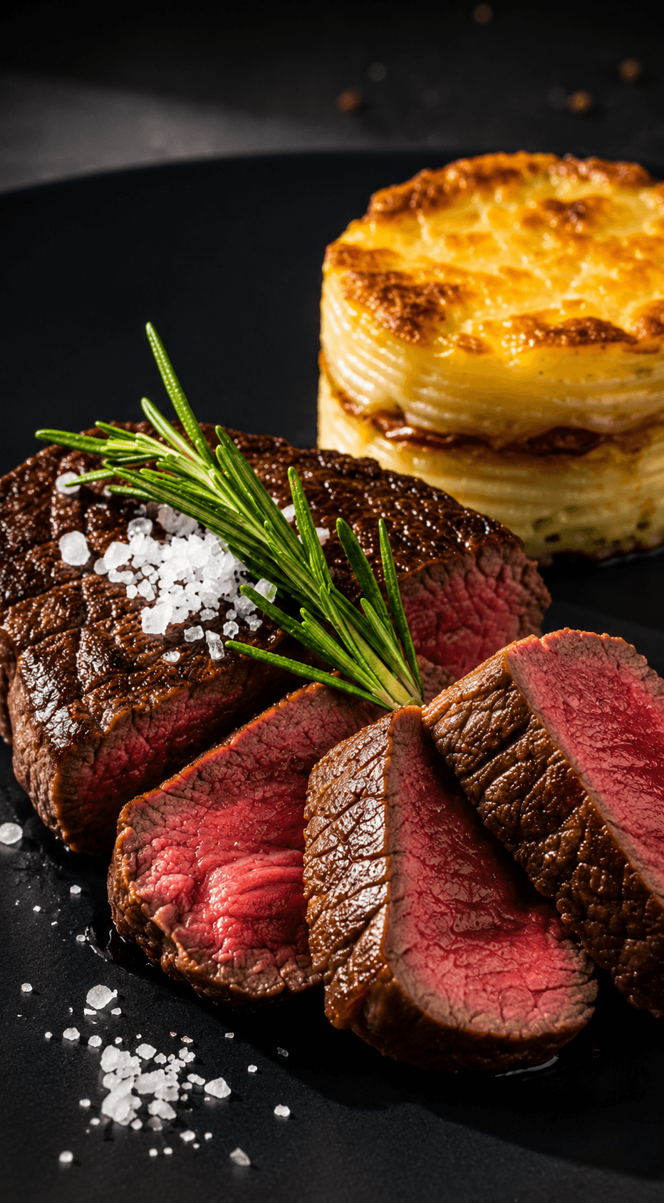 Gourmet plated steak dish