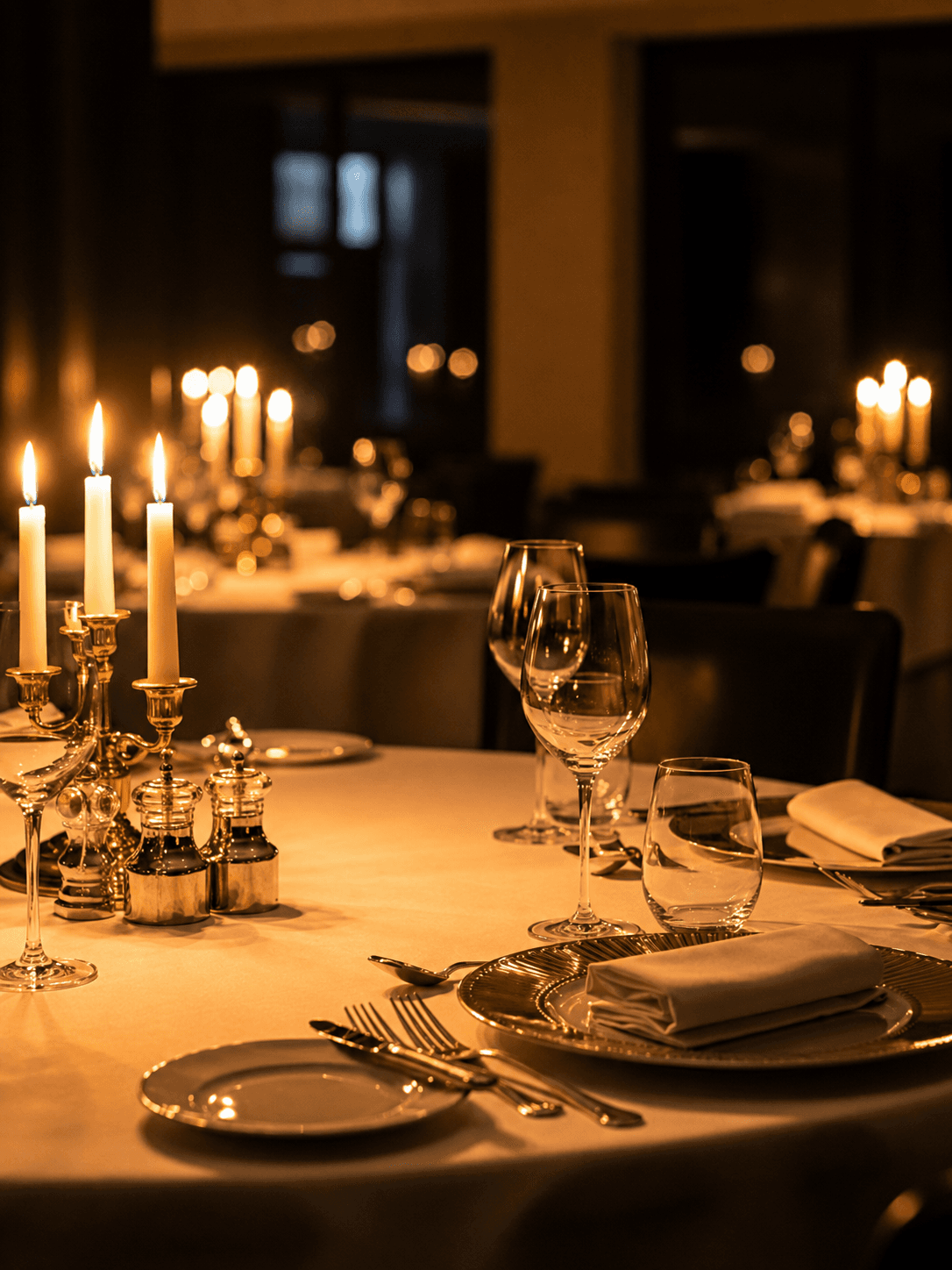 Luxurious candle-lit table setting